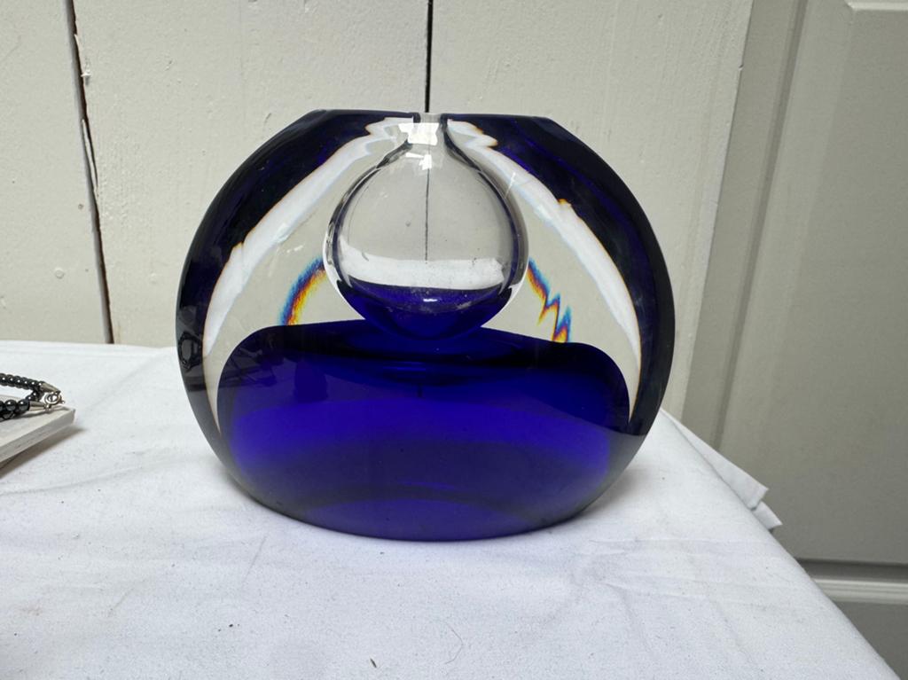 Zware glazen Krosno Polen Vaas, Antiek en Kunst, Antiek | Glas en Kristal, Ophalen of Verzenden