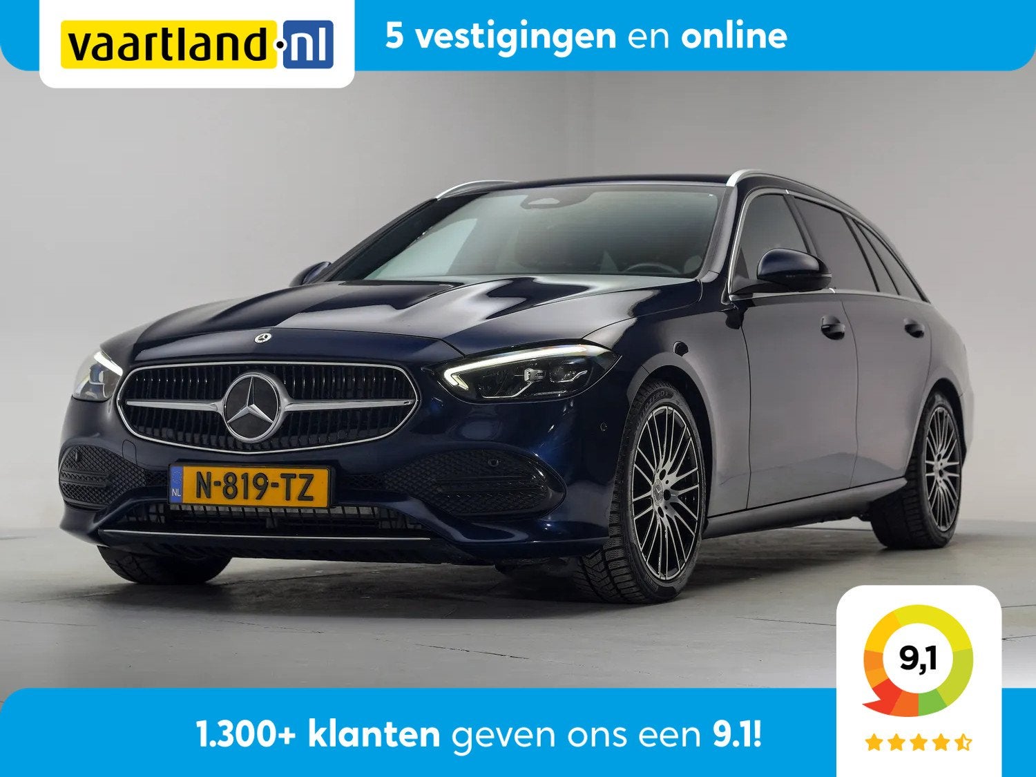 Mercedes-Benz C-Klasse ESTATE 180 Luxury Line Aut. [ Leder A, Auto's, Automaat, Dealer onderhouden, 4 cilinders, Blauw