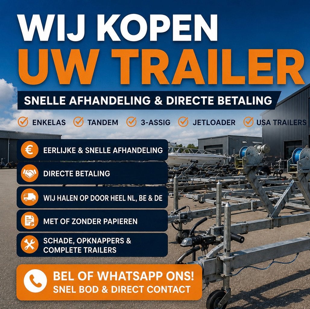 Wij kopen uw boottrailer - Direct bod & snelle afhandeling, Ophalen, Gebruikt, 1500 tot 3000 kg, 6 tot 9 meter