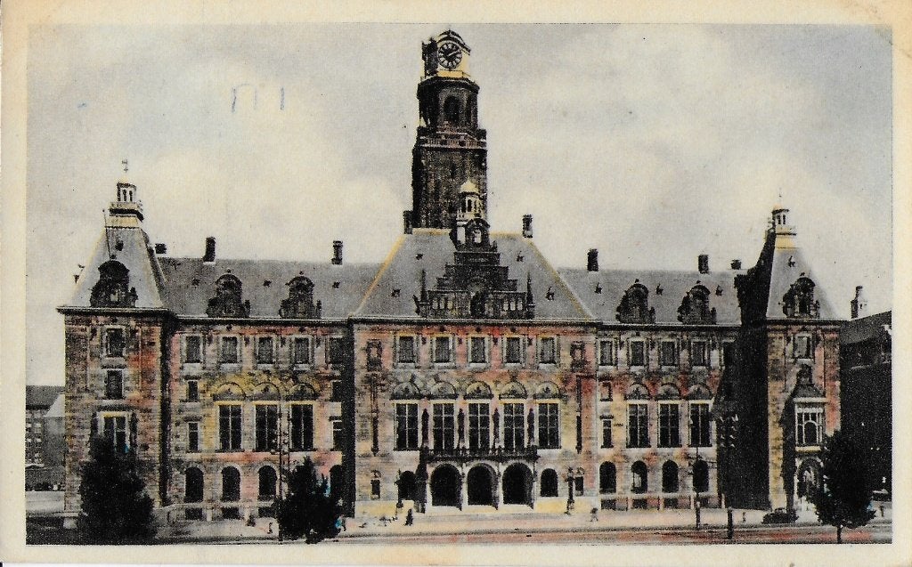 Sus140 oude ansichtkaart rotterdam raadhuis coolsingel, Ophalen of Verzenden, 1940 tot 1960, Gelopen, Zuid-Holland
