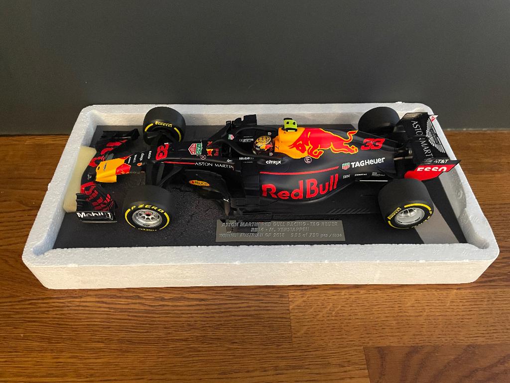 Max Verstappen Minichamps 1:18 RB14 Austrian GP 2018 Winner, Ophalen of Verzenden, Nieuw, Auto, MiniChamps