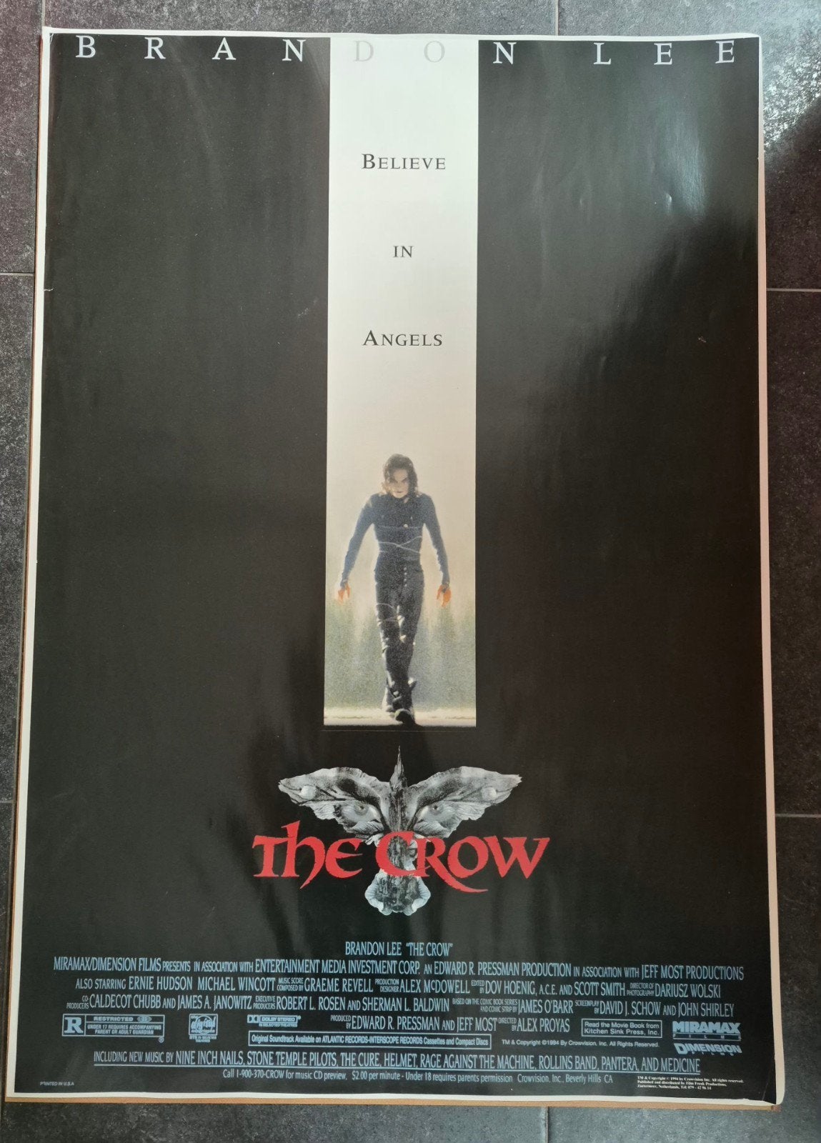 the crow brandon lee 1994 orgineel film poster, Ophalen of Verzenden, Zo goed als nieuw, A1 t/m A3, Film en Tv