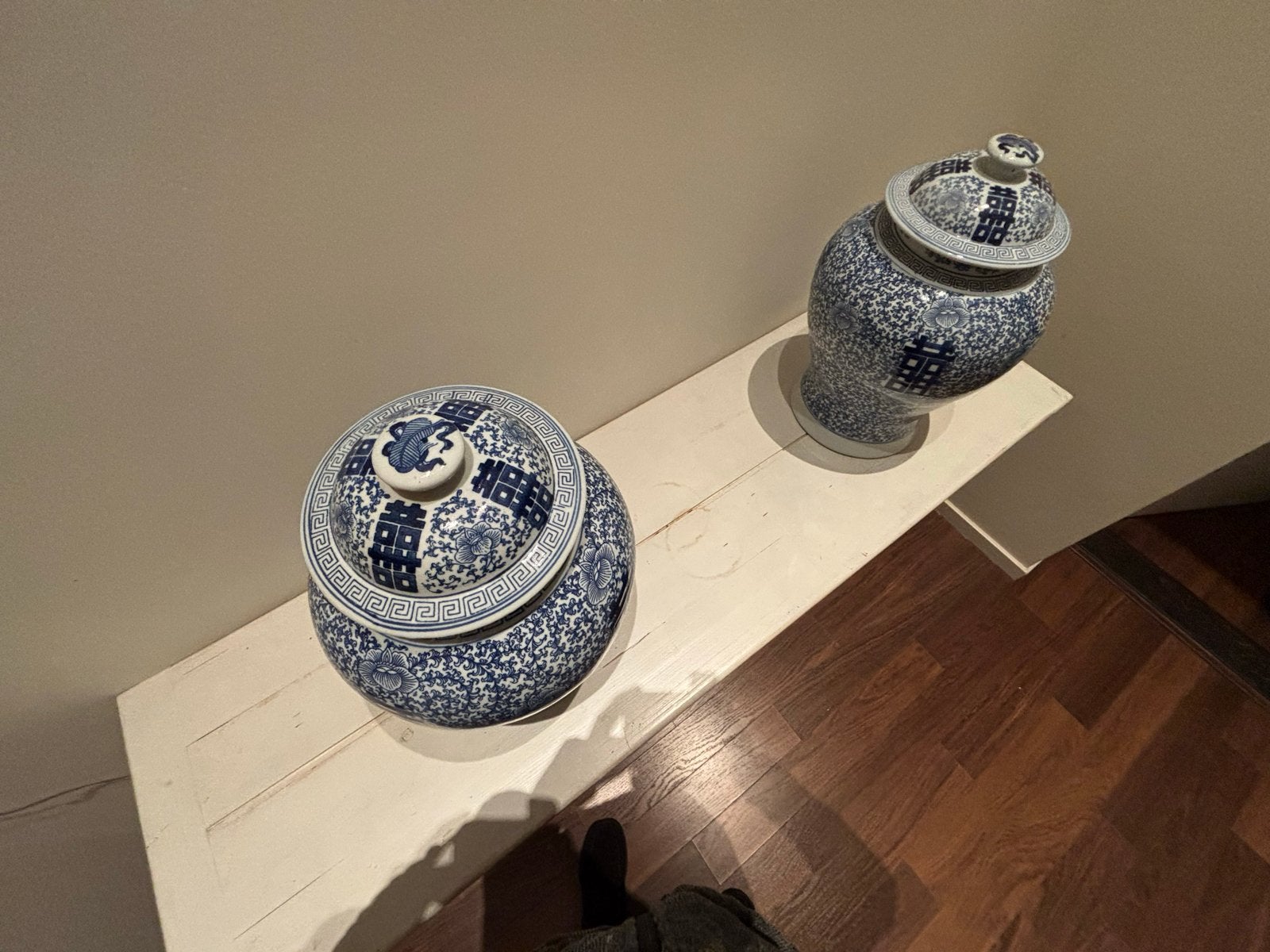 Set van 2 Chinese gemberpotten blauw-wit, Antiek en Kunst, Ophalen
