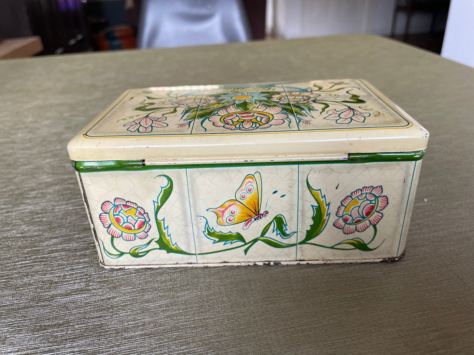 Vintage Walter Messmer Koffieblik - Bloemen & Vlinder, Antiek en Kunst, Ophalen of Verzenden