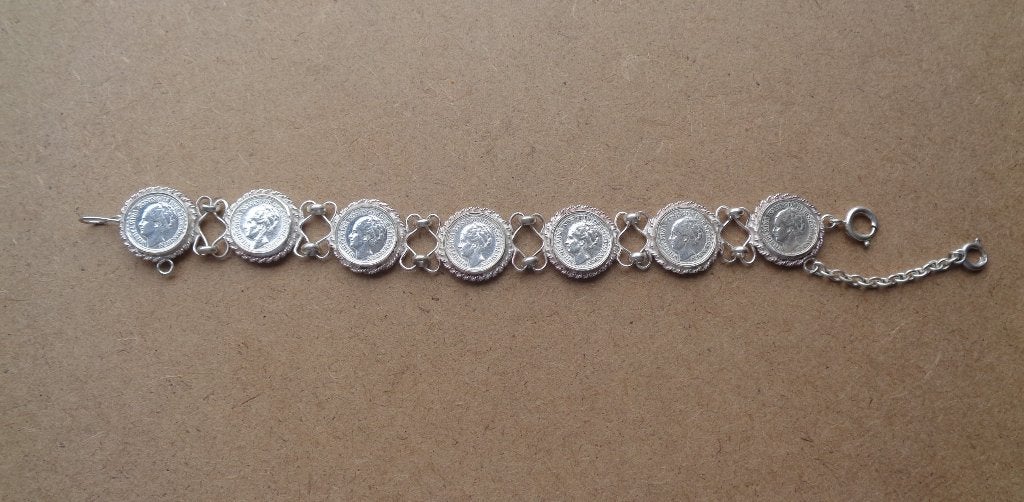 prachtig zilveren Wilhelmina dubbeltjes armband [1039], Verzenden, Zilver, Armband