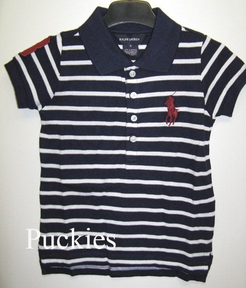 Maat 92 Ralph Lauren big pony meisjes polo navy/wit NIEUW a, Meisje, Nieuw, Ophalen of Verzenden, Shirt of Longsleeve