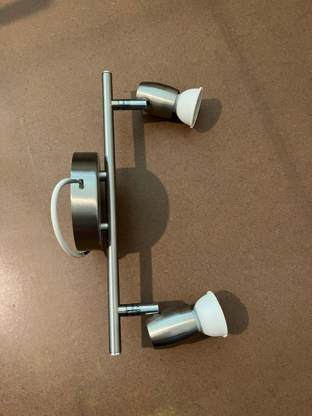 Plafond lamp met 2 verstelbare spots - RVS, Zilver, Inclusief lichtbron, Modern, GU10