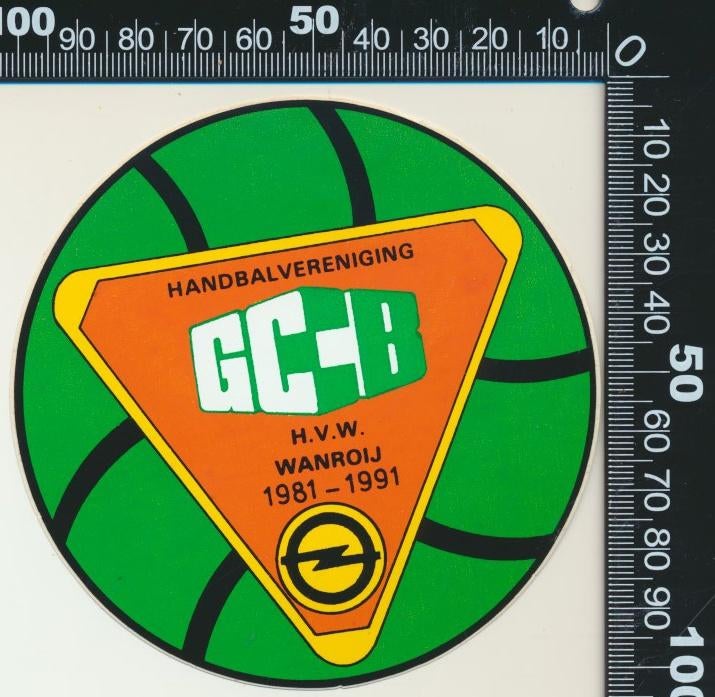 Sticker: Handbelvereniging GCB - 10 Jaar - Opel - Wanroy, Verzamelen, Stickers, Ophalen of Verzenden, Zo goed als nieuw, Sport