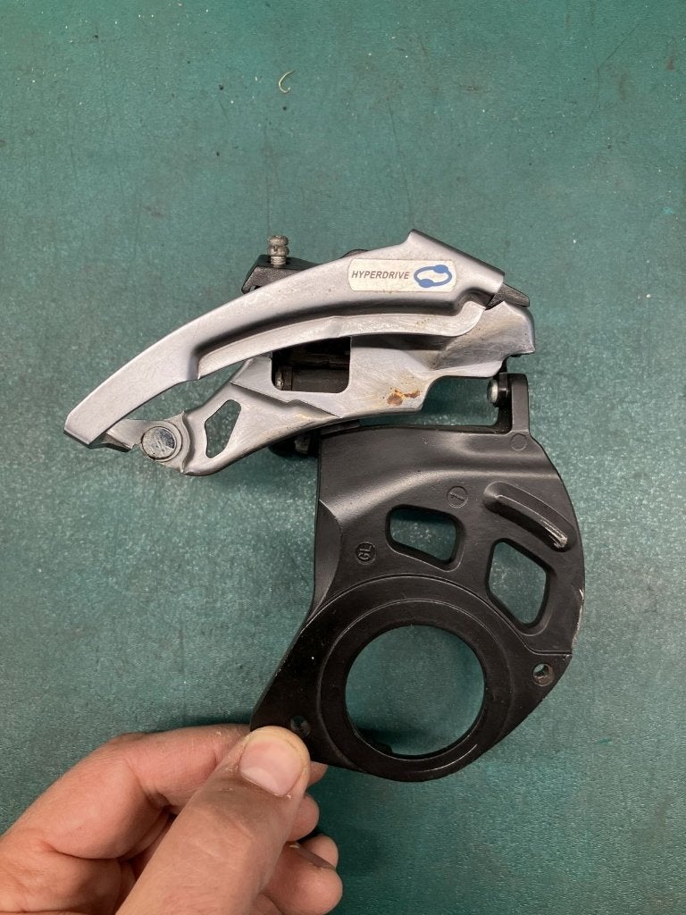 Shimano Alivio FD-M410-E voorderailleur, Gebruikt, Staal, Ophalen of Verzenden, Shimano Alivio