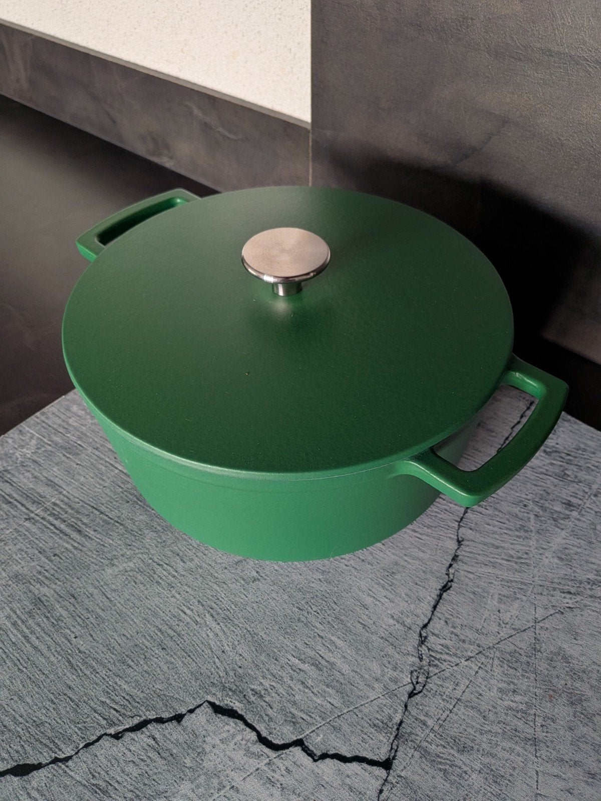 Cook&Pan - Gietijzeren braadpan - groen - 4 liter - 24 cm, Ophalen, Nieuw, Met deksel, Overige merken