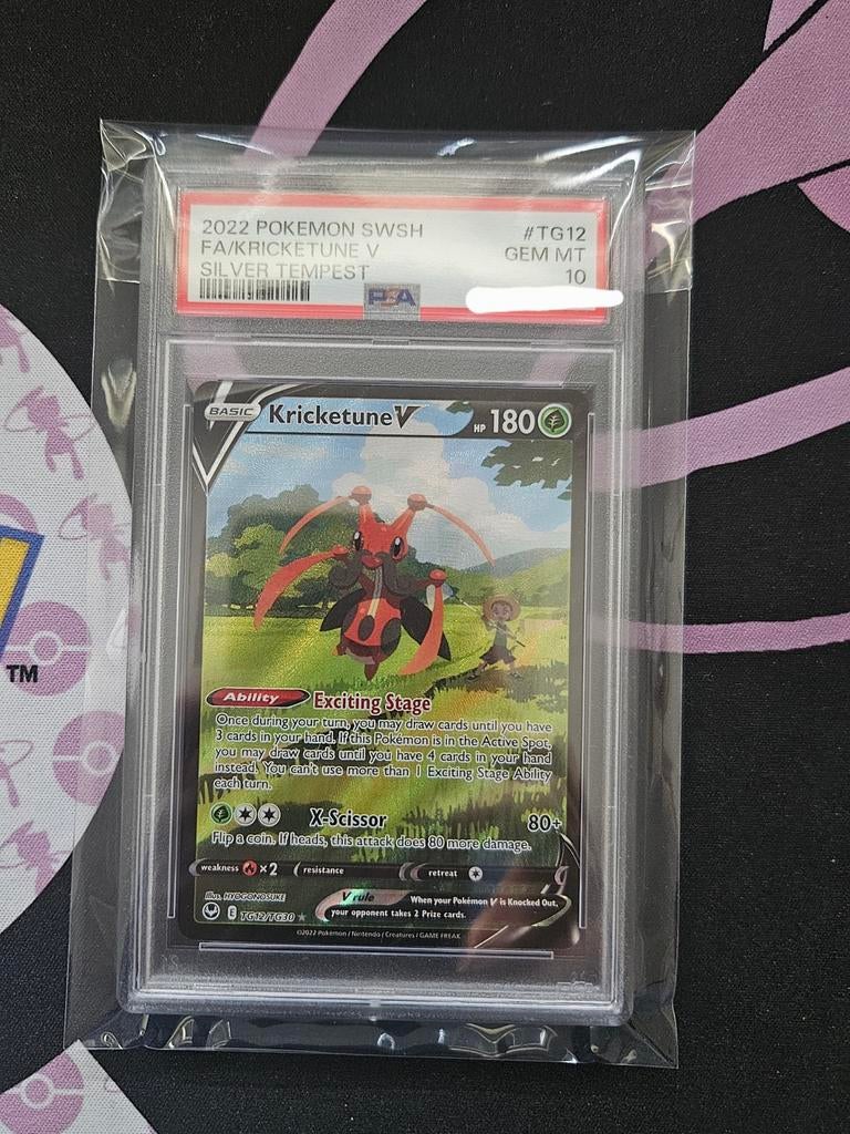 Pokemon Kricketune V TG12/TG30 Silver Tempest, Ophalen of Verzenden, Zo goed als nieuw, Losse kaart, Foil
