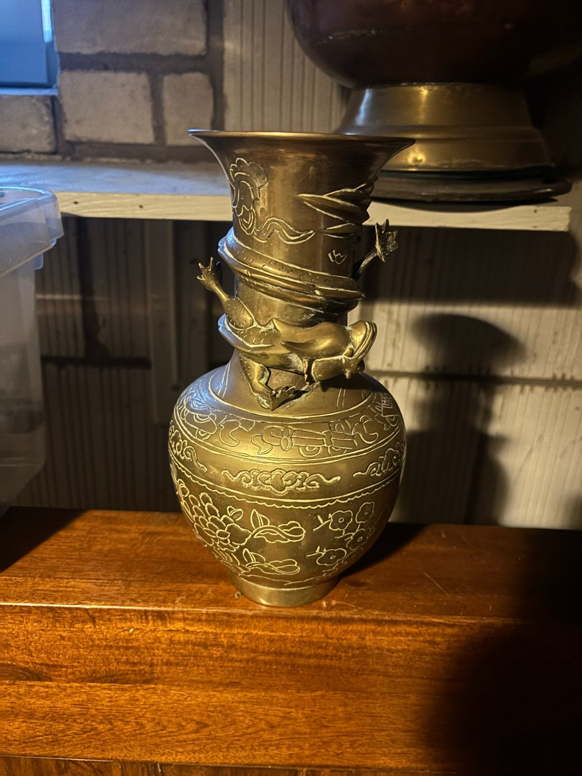 Antieke Chinese Bronzen Vaas met Draak en Vogels, Ophalen of Verzenden