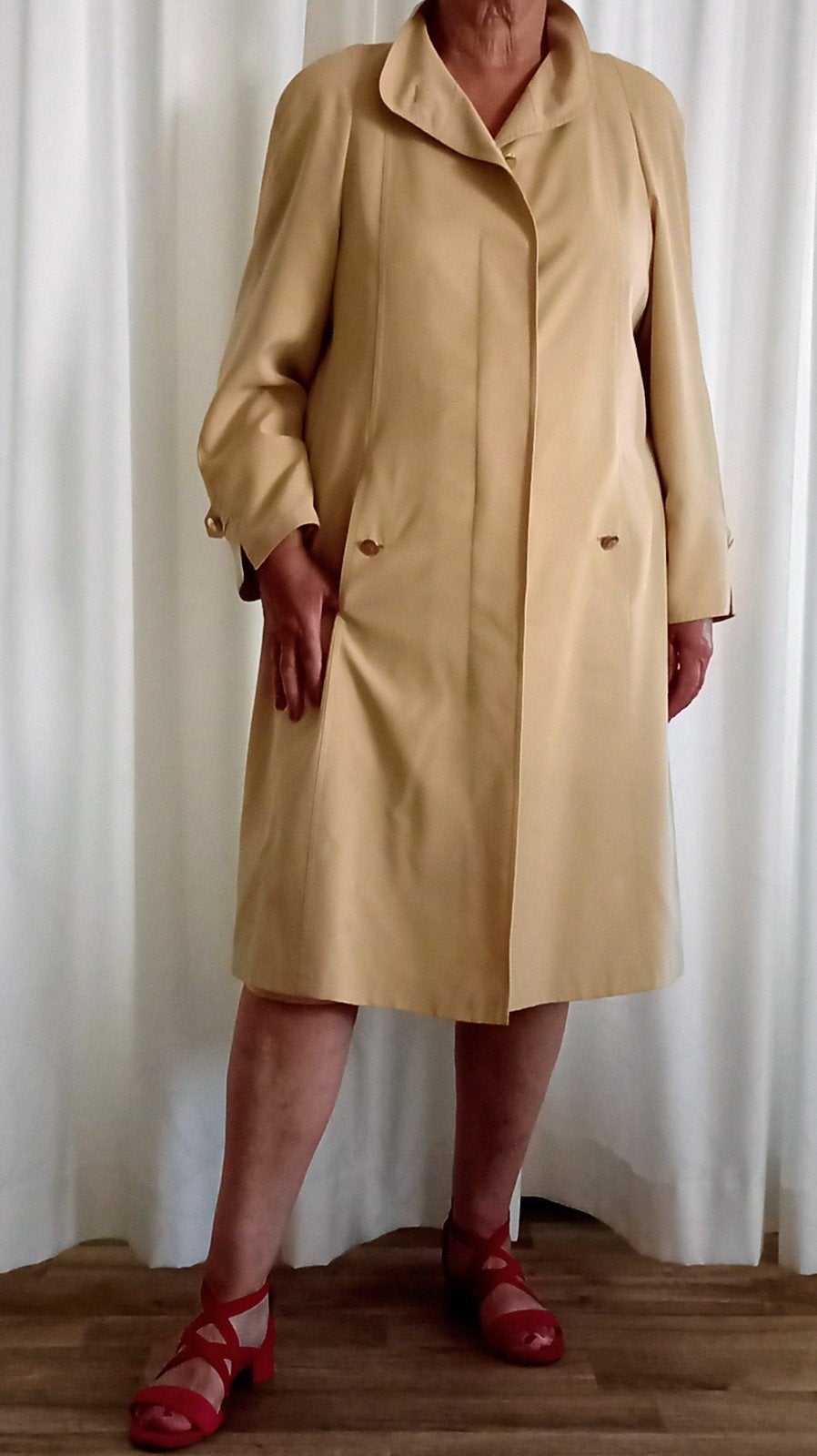 Delmod Dames Trenchcoat - Beige - Maat L, Beige, Ophalen of Verzenden, Zo goed als nieuw, Delmod