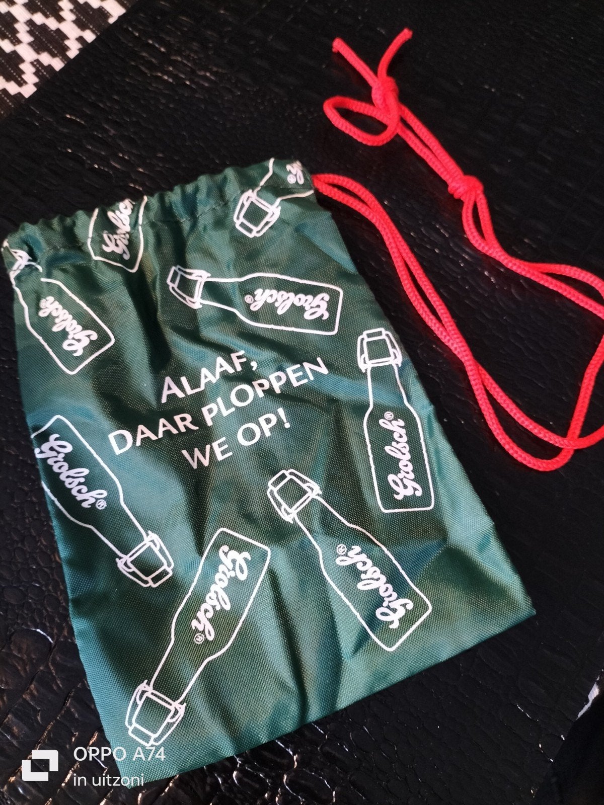 Grolsch bier zakje carnaval - Alaaf, daar ploppen we op!, Ophalen of Verzenden
