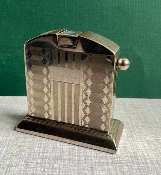 Antieke Verzilverde Benzine Tafel Aansteker - Made in German, Verzenden, Gebruikt, Aansteker