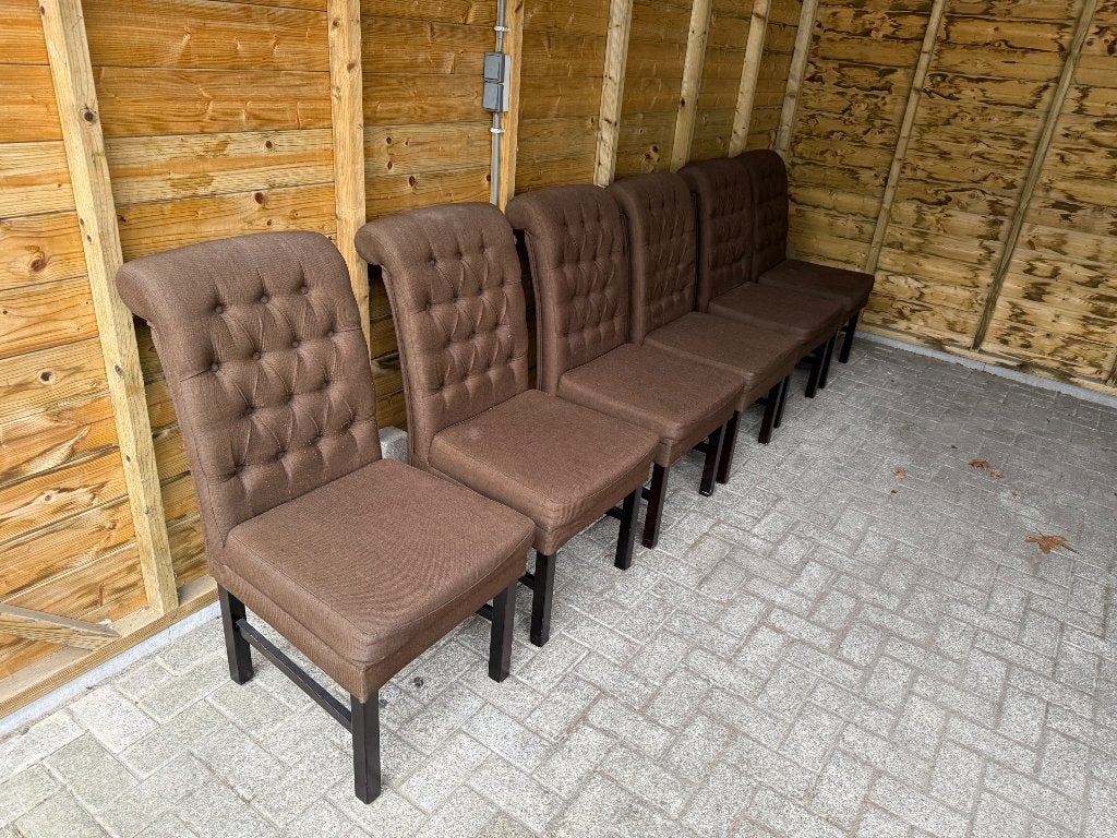 6x Eetkamer Stoel Klassieke Barok Stijl Kleur Bruin, Ophalen, Bruin, Klassiek Barok, Stof