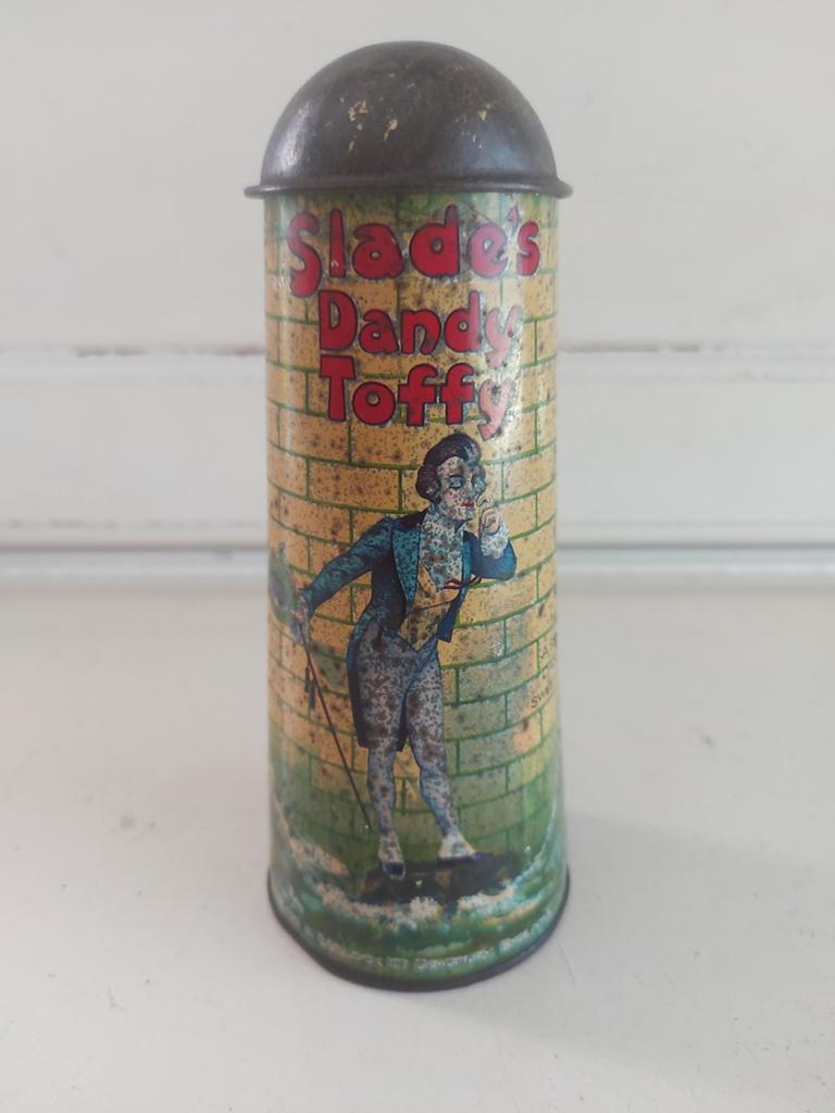 Antiek toffee blik lighthouse Slade's dandy toffy, Verzamelen, Blikken, Ophalen of Verzenden, Gebruikt, Overige