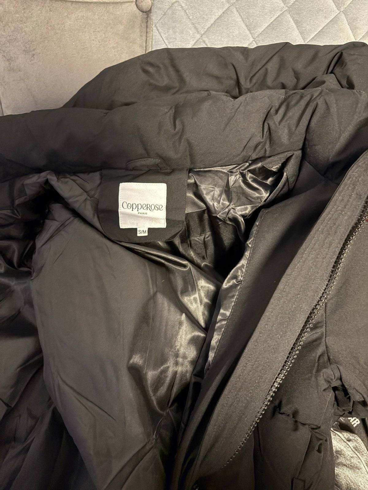 Lange zwarte winterjas van Copperrose, maat S/M, Ophalen, Zo goed als nieuw, Maat 36 (S), Zwart