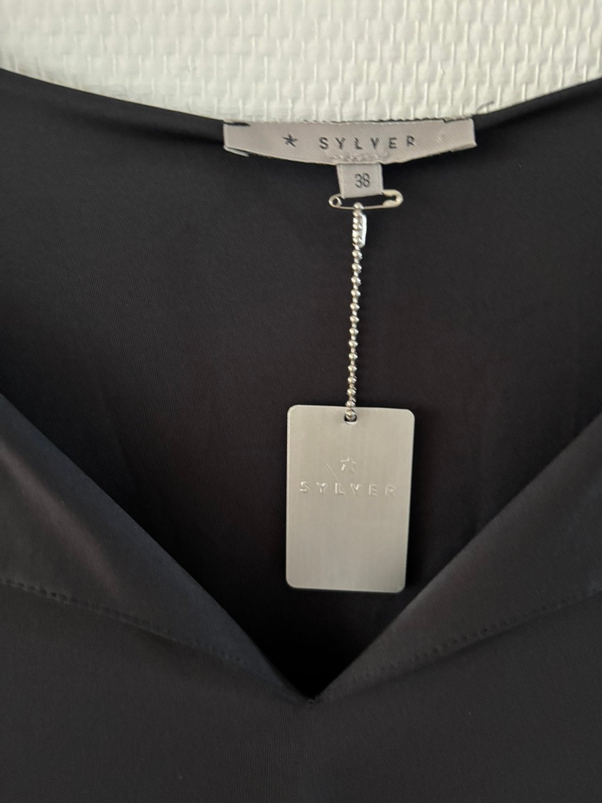 SYLVER merk jurk, 3/4 mouw, Maat 38, travelstof - €15, Kleding | Dames, Maat 38/40 (M), Zwart, Ophalen of Verzenden, Zo goed als nieuw