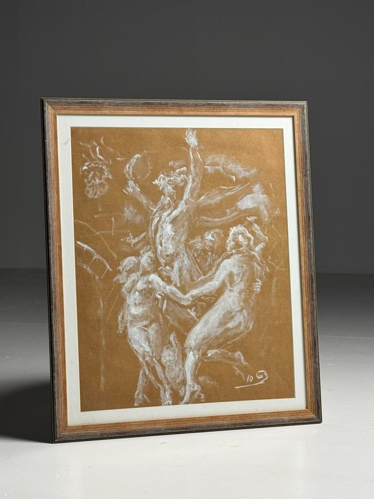 Mythologische scene tekening op papier