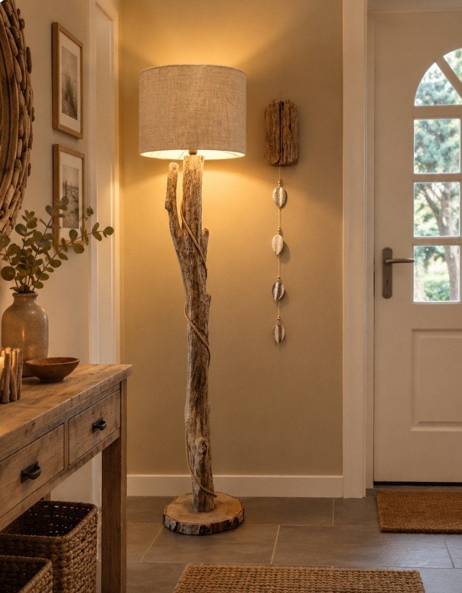 Landelijke staande lamp van drijfhout, Ophalen, Stoer sober robuust landelijk drijfhout, Nieuw, E27 (groot)