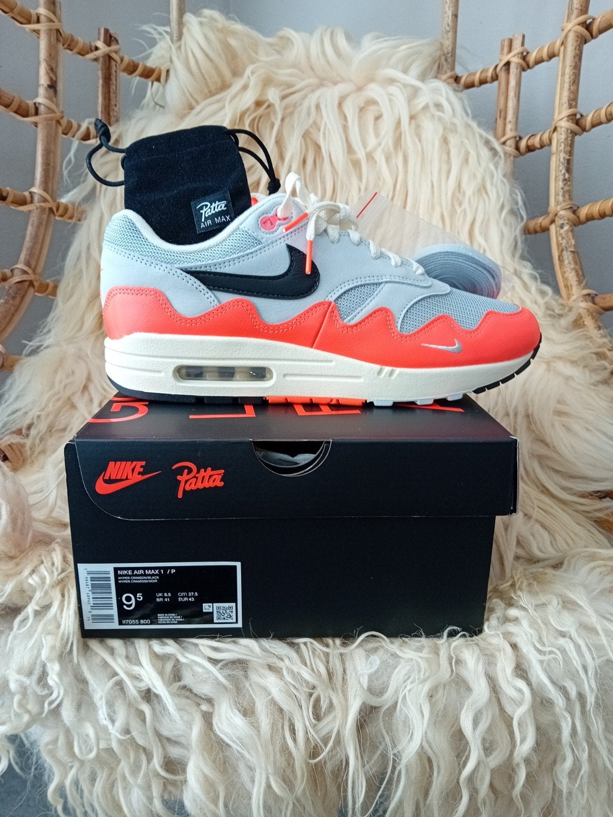 Nike Patta Air Max 1 Hyper Crimson - Maat 43 - Nieuw, Ophalen of Verzenden