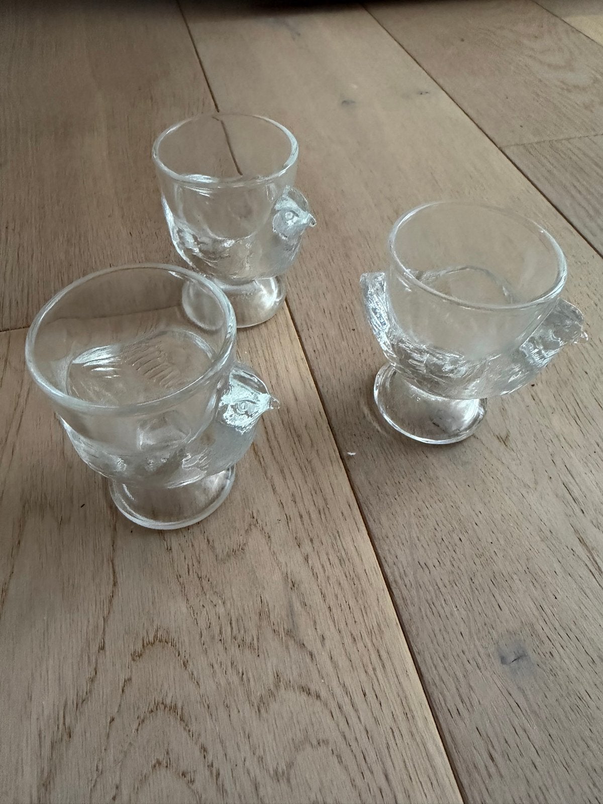 Vintage glazen eierdopjes kip Arc France Luminarc Arcoroc, Antiek en Kunst, Ophalen