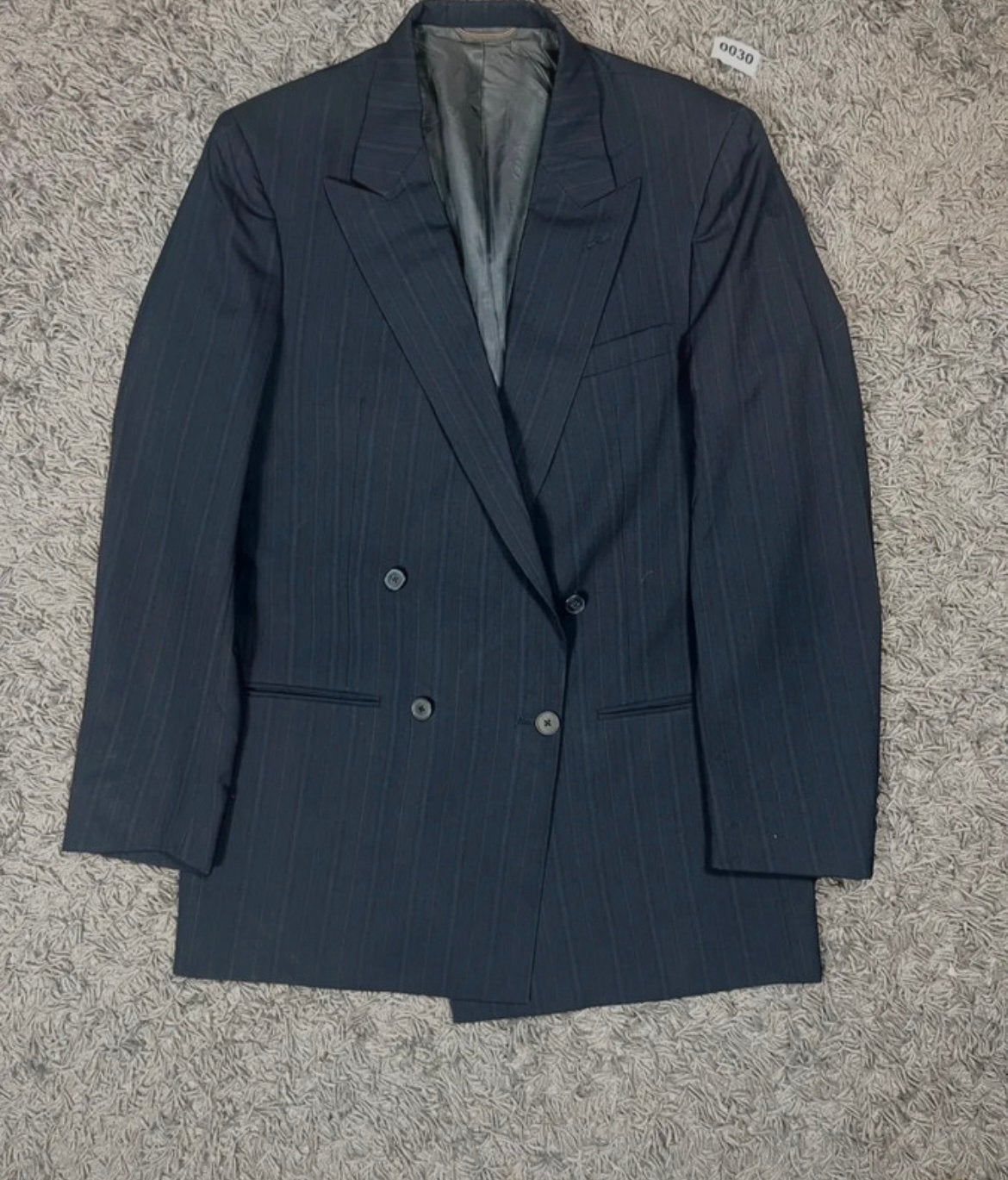 Vintage Christian dior Navy Pinstripe double Breasted Colber, Kleding | Heren, Kostuums en Colberts, Christian Dior, Blauw, Overige maten
