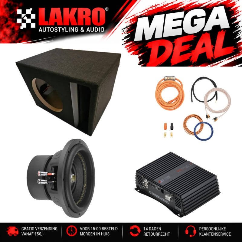 10 inch Pack 12 - LAKRO - subwooferpakket - 1000 watt RMS, Niet ingevuld, Niet ingevuld, Niet ingevuld