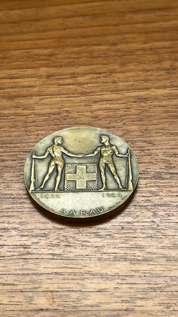 Aarau bronzen penning, Ophalen of Verzenden, Brons, Buitenland