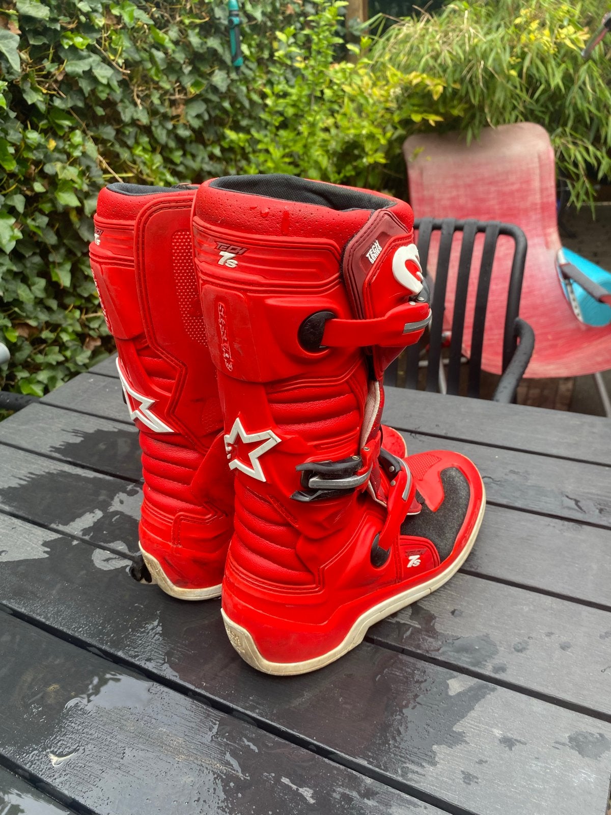 Alpinestars Tech 7 motorcrosslaarzen rood, Motoren, Ophalen of Verzenden, Tweedehands, Heren, Laarzen