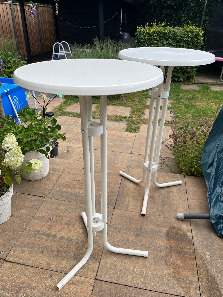Statafels rond wit set van 2 stuks, Ophalen, Gebruikt