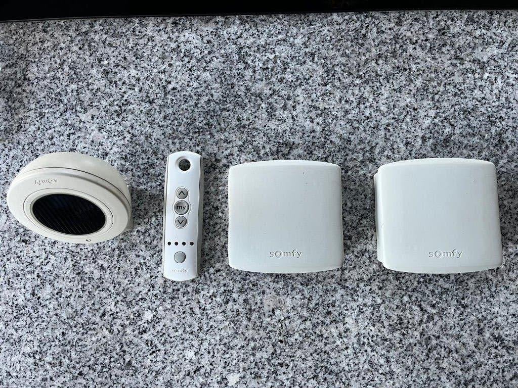 Somfy RTS set – 2 ontvangers, afsb.,regensensor, Gebruikt, Minder dan 100 cm, Wit, Ophalen of Verzenden