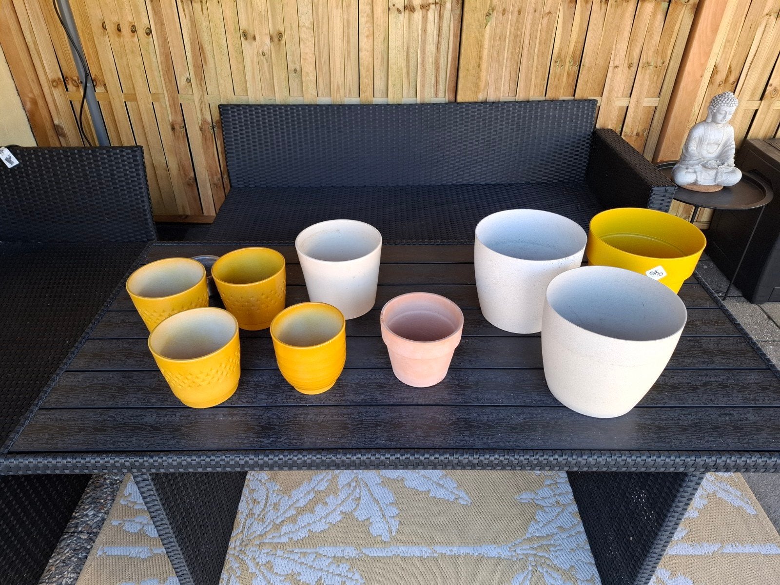 Diverse bloempotten., Tuin en Terras, Ophalen, Kunststof, Rond, Minder dan 40 cm