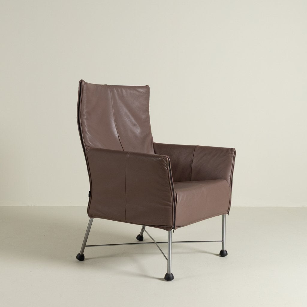 Montis Charly Fauteuil Lever Grijs Leer - Aluminium (Op Dopp, Niet ingevuld, Zo goed als nieuw, Niet ingevuld, Niet ingevuld