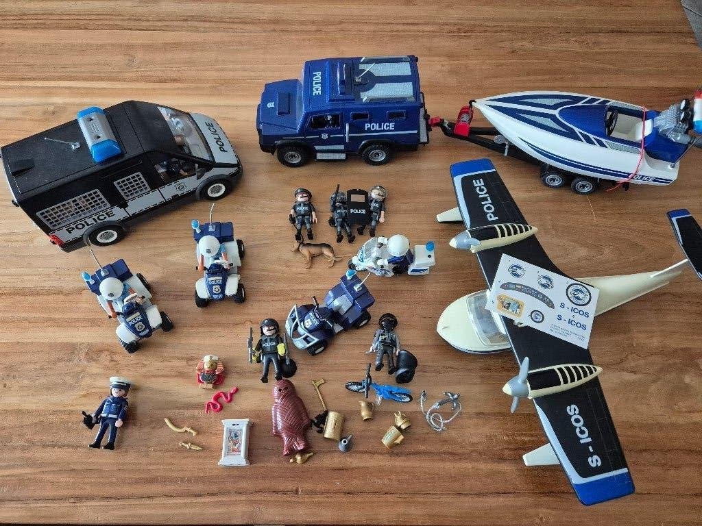 Playmobil politiesets auto's, boot en nog meer, Complete set, Voertuig, Ophalen of Verzenden, Zo goed als nieuw