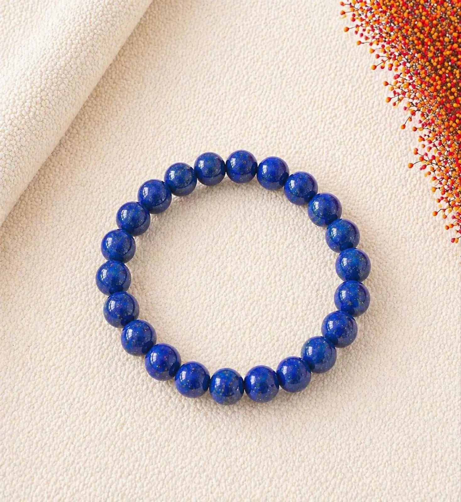 Kogelarmband 8mm Lapis Lazuli, Overige materialen, Blauw, Nieuw, Ophalen of Verzenden
