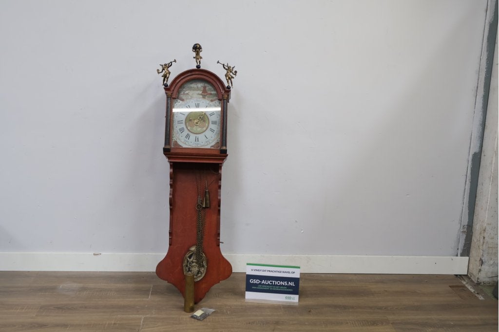 Antieke Friese staartklok met Schilderwerk, Ophalen of Verzenden