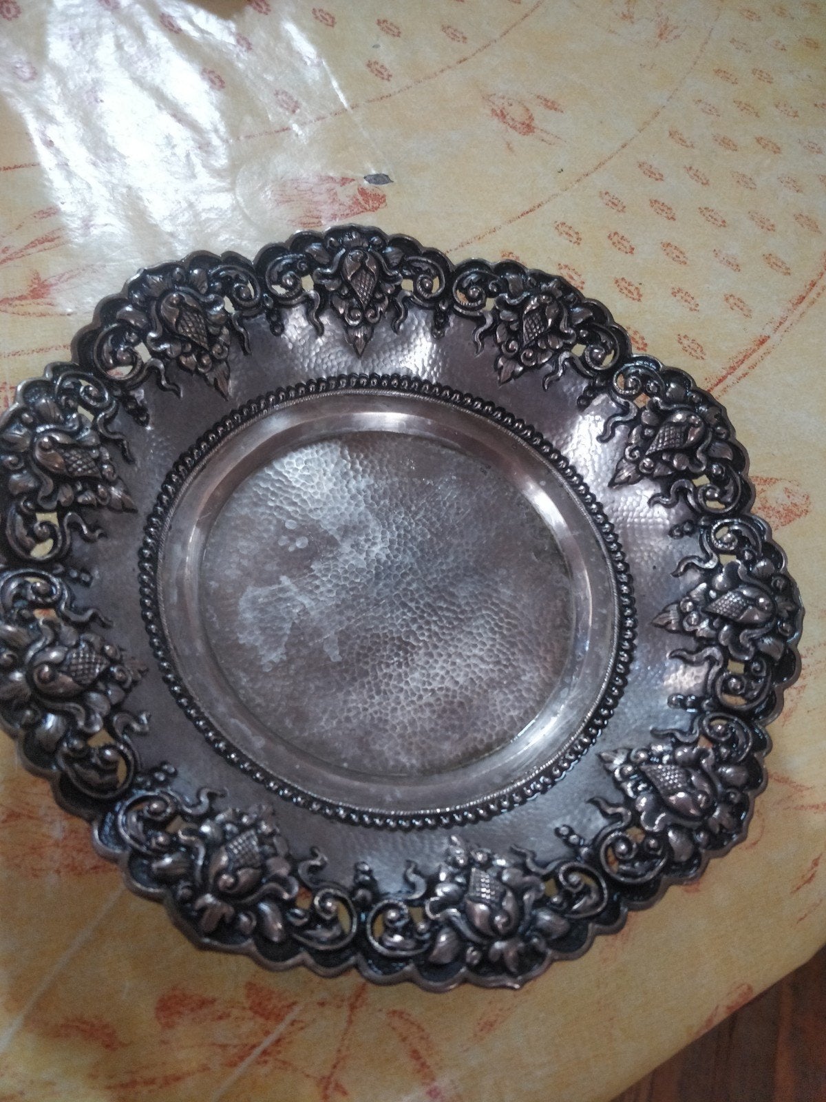 Antiek Djokja Zilveren Bord - 207 gram, Ophalen of Verzenden, Zilver