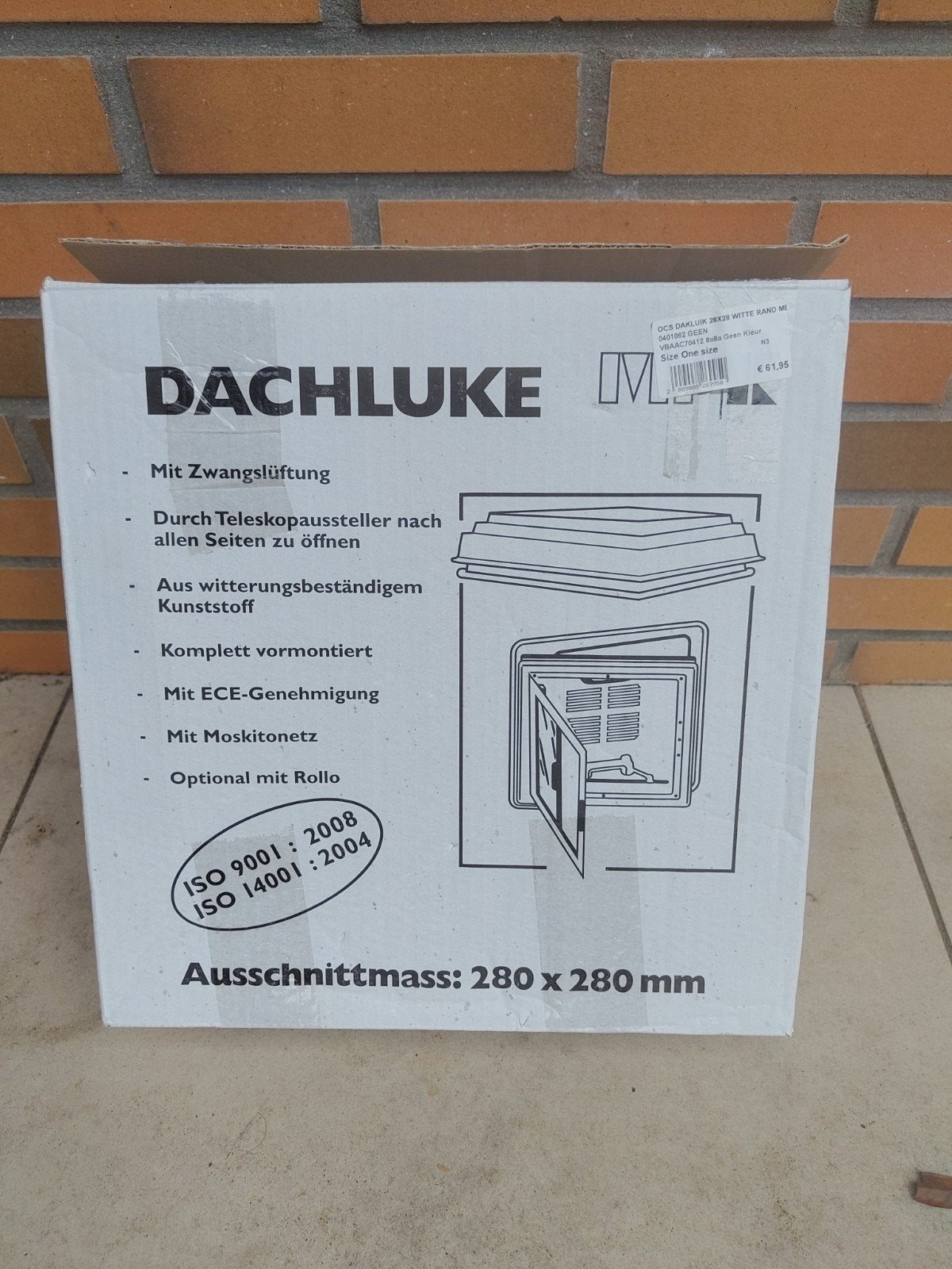 Dachluke dakluik met hor en ventilatie 280x280 mm, Ophalen of Verzenden, Nieuw
