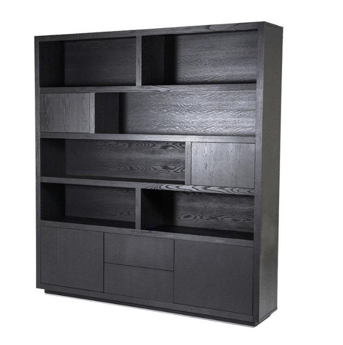 Eikenhout kast Helsinki 200 x 220 cm – Zwart, Ophalen, Met lade(s), 200 cm of meer, Eikenhout