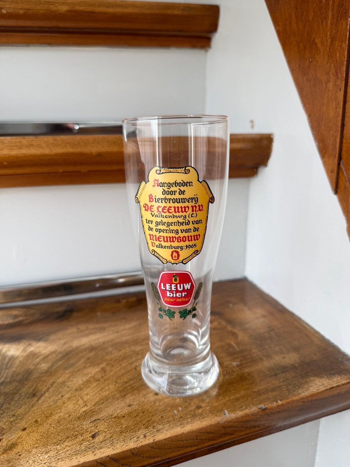 Leeuw bier glas Valkenburg, Ophalen of Verzenden, Gebruikt, Glas of Glazen, Leeuw