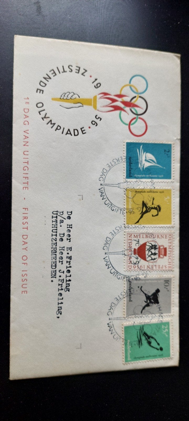 Eerste dagenvelope  E26 olympiade 1956., Postzegels en Munten, Postzegels | Eerstedagenveloppen, Ophalen of Verzenden, Beschreven