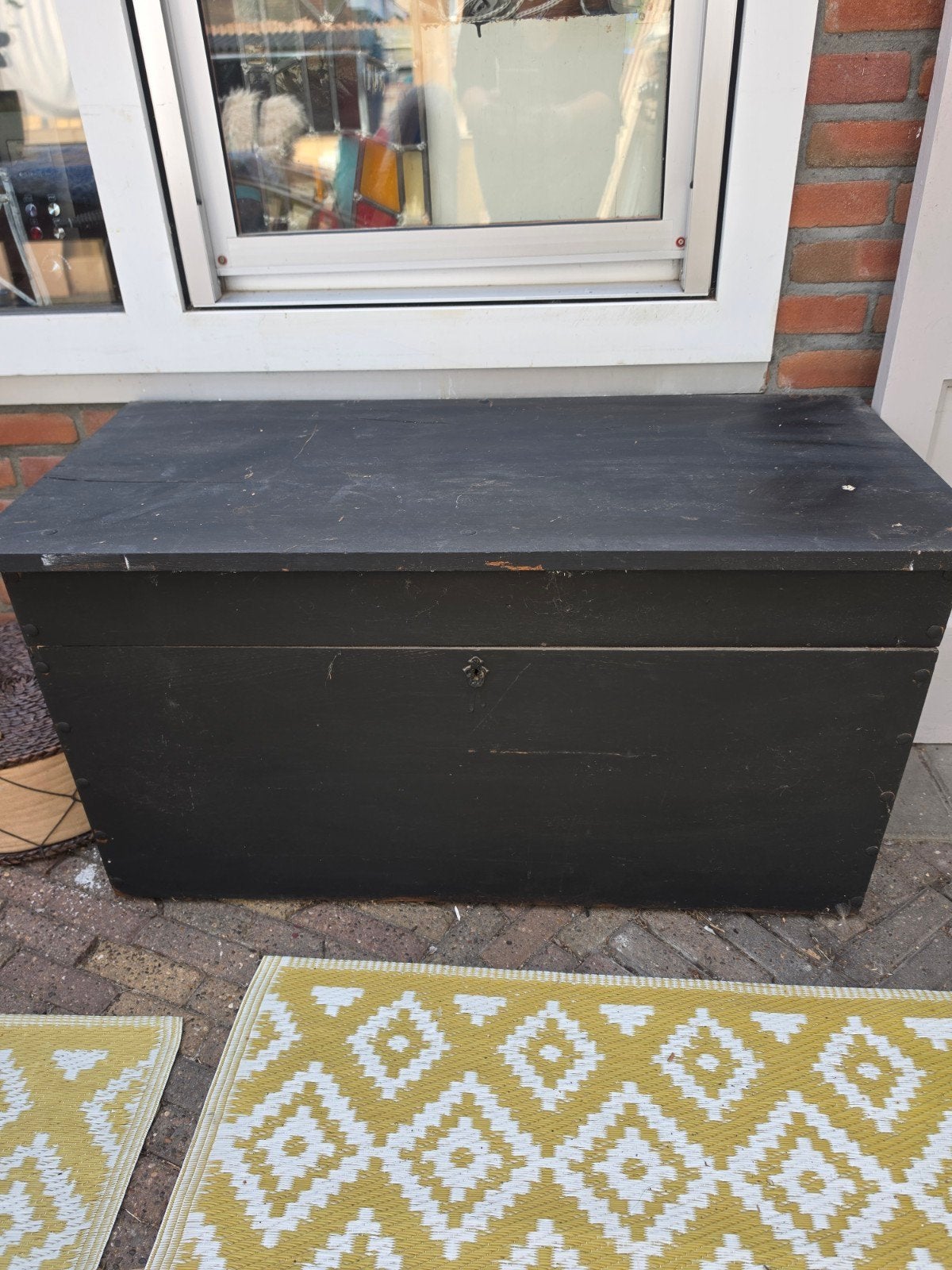 Vintage dekenkist - Zwart, Ophalen, Gebruikt, 100 tot 150 cm, 100 tot 125 cm