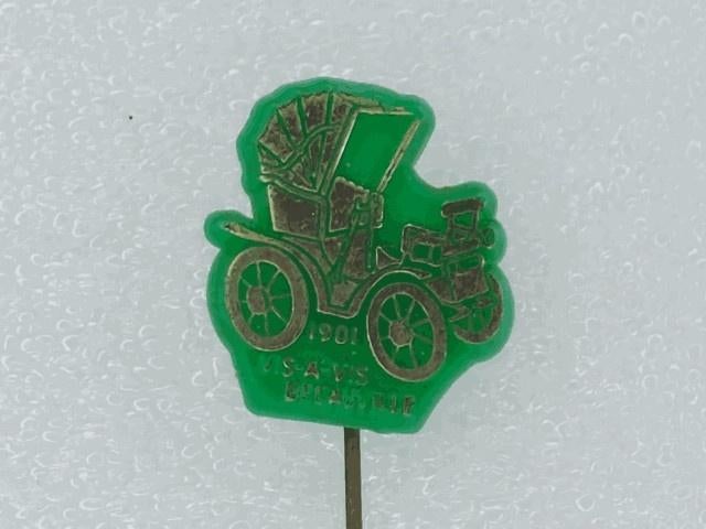 SP1658 Speldje Vis-a-vis Decauville 1901 groen, Verzamelen, Speldjes, Pins en Buttons, Ophalen of Verzenden, Gebruikt, Overige onderwerpen