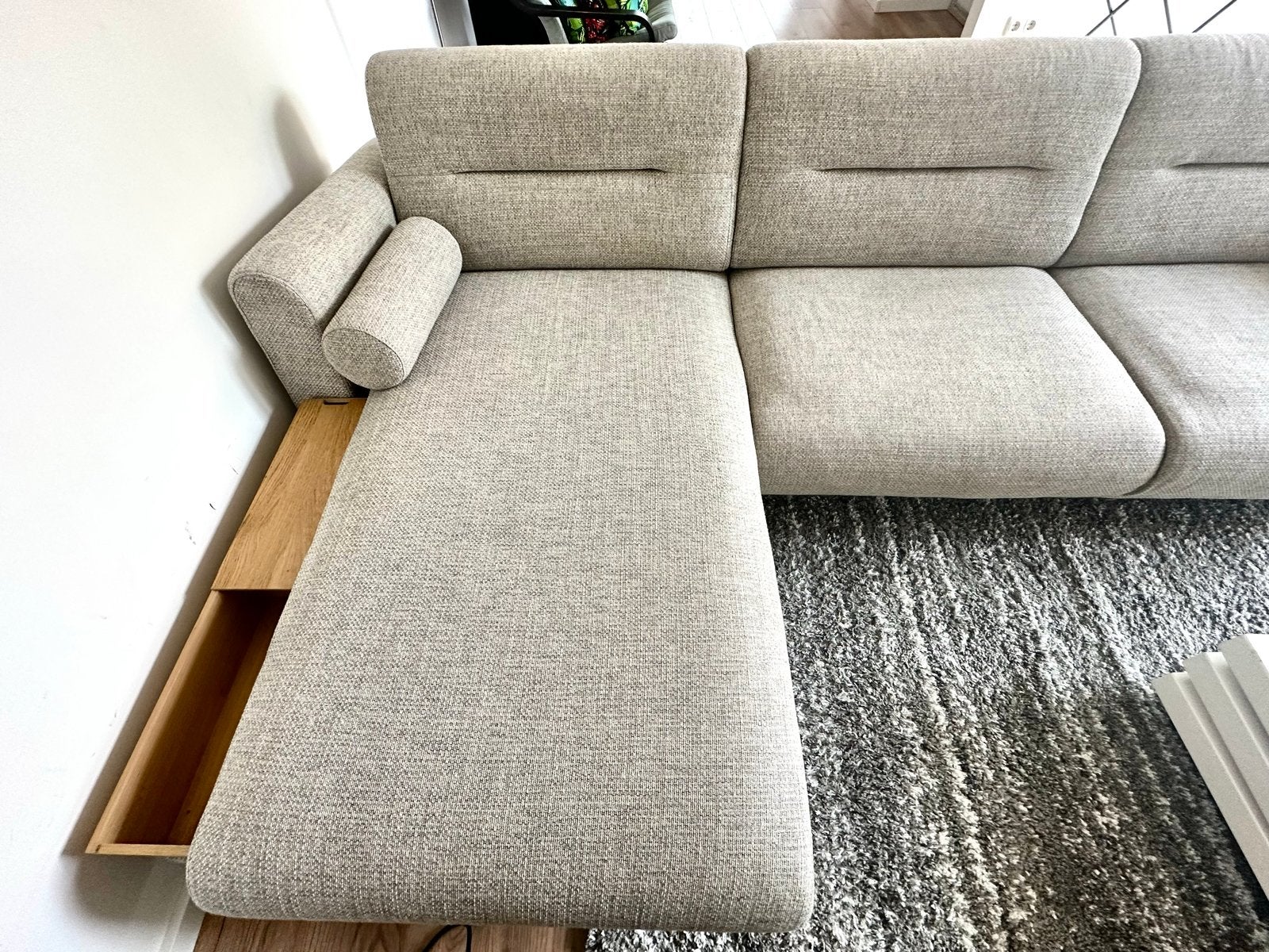 Comfortabele hoekbank met chaise longue, Huis en Inrichting, Banken | Bankstellen, 250 tot 300 cm, Gebruikt, Hoekbank, 75 tot 100 cm