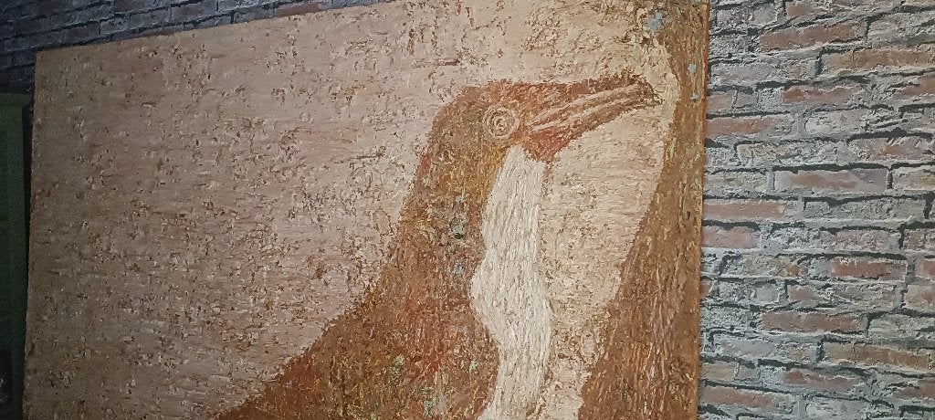 Schilderij van damien de lepelaire, Antiek en Kunst, Ophalen, Dieren, Gemengde techniek, Overige materialen