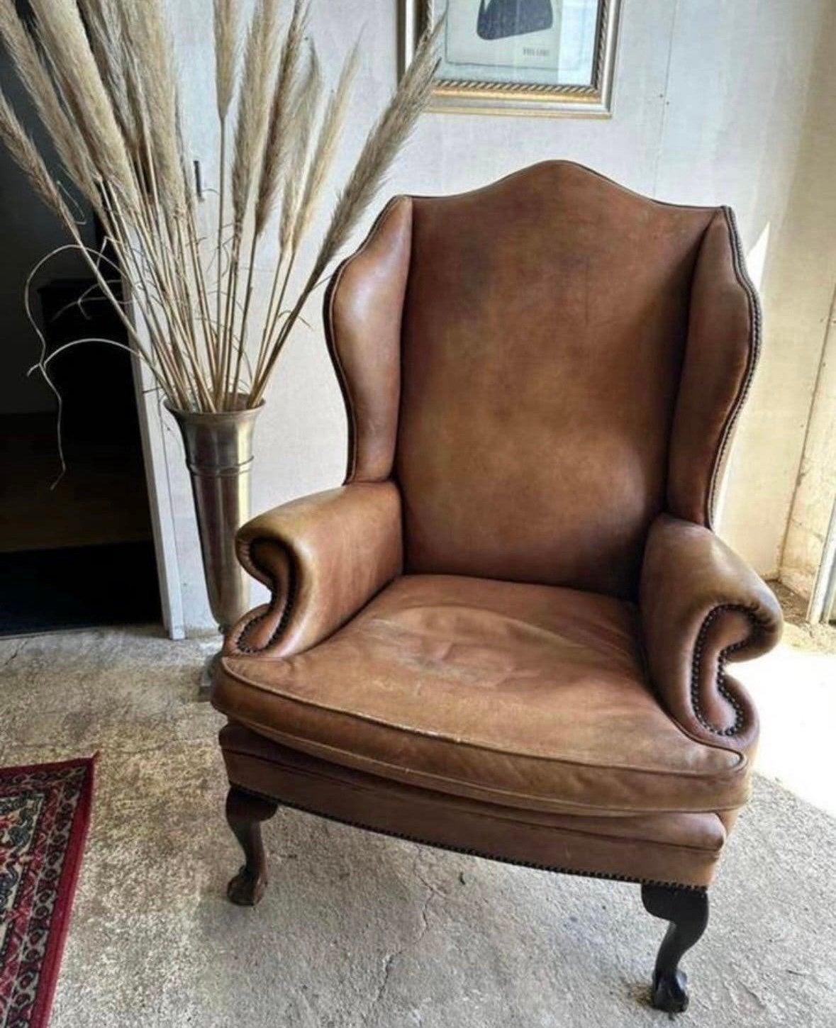 Prachtige schapenleren oorfauteuil. Izgs, Huis en Inrichting, Fauteuils, Ophalen, ., Leer, .