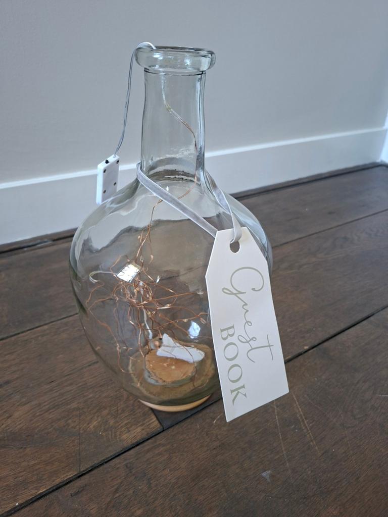 Vaas/ alternatief Gastenboek Fles met Lichtjes - Ginger Ray, Ophalen of Verzenden, Zo goed als nieuw, Glas, Modern