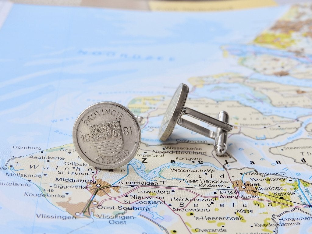 Zeeland provincie munt manchetknopen (1981), Sieraden, Tassen en Uiterlijk, Manchetknopen, Overige materialen, NL, Nieuw, Ophalen of Verzenden